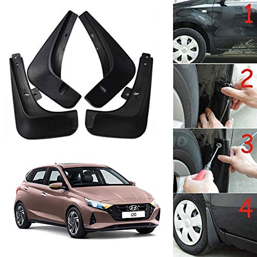 Image of Oshotto (O.E.M Fitting Cup Type) Mud Flap /Splash Guard Compatible with Hyundai i20 2020 Magna (Set of 4)