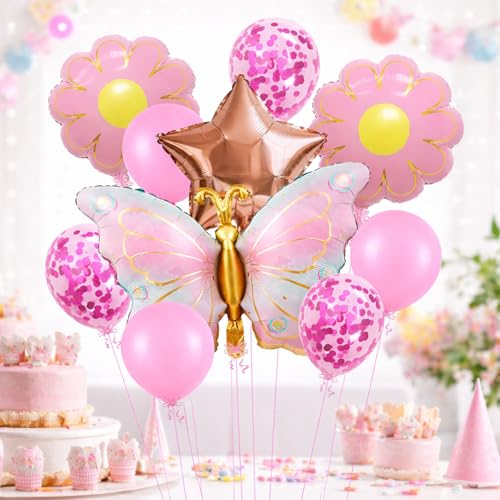 Image of Rozi Decoration Butterfly Balloons 10Pcs Flower Star Birthday Decor