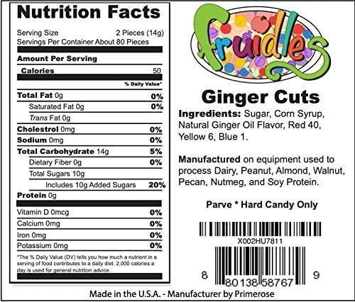 Ginger Cuts Round Hard Candy, Individually Wrapped (5 Pound (Approx 300 Pieces))