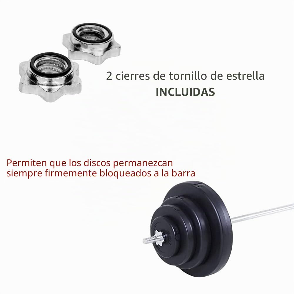 Barra recta cromada de 180 cm de longitud con cierre de rosca de 25 mm de diámetro para gimnasio de pesas