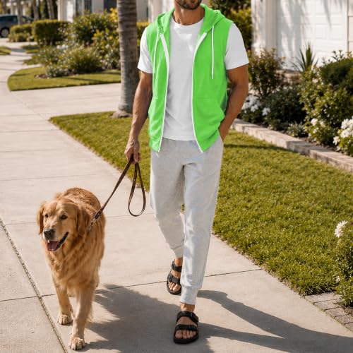 Image of Ohoo Mens Slim Fit Sleeveless Lightweight Zip Up Hooded Sweatshirt Vest Hoodie