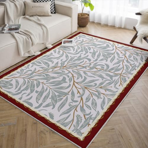 Moquette à poil bas Plant Willow Leaves tapis de salon lavable - 5