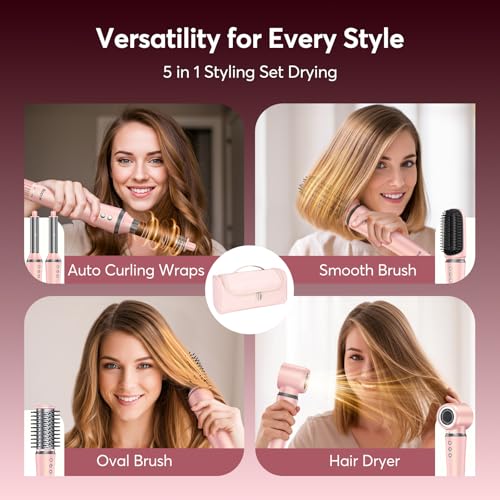 Image of 5 in 1 Hair Styling Kit with Travel Case, Multi Hair Styler Set for Curling, Straightening, Volumizing & Smoothing, Hot Air Brush with Ionic Care for Fast Styling at Home & Travel