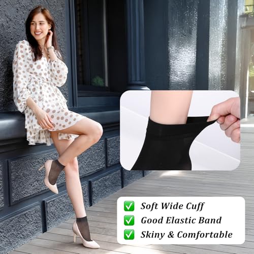 10 Pairs Women's Ankle Nylon Socks, Sheer Nude Black Summer Thin Soft Tight Hosiery Stylish Cool Socks for Women3