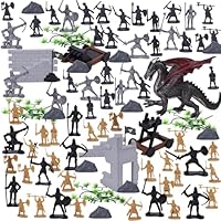 3 otters 230PCS Medieval Soldier & Dragon Knights Playset, Army Men Action Figures Epic Fantasy Battle Toy, for Kids, Teens, Stocking Stuffer for Boys