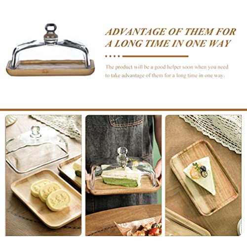 Bamboo Butter Dish With Glass Lid- 18X12X10Cm Clear Butter Tray For Refrigerator& Counter For Butter, Block Of Cream Cheese& Serving Dish ( Bamboo Tray ) #TOP5