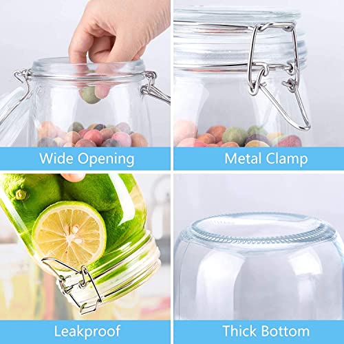 Image of MARTVIA 1200ML Round Airtight Glass Canister Food Storage Jars with Airtight Lids for Fermenting, Preserving and Storage - Cereal, Preserves, Spice, Beans - Set of (1200, Round, 2, 58T)