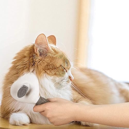Image of Cat Brush for Shedding Dog Brush with Release Button Hair Comb, Cat Grooming Slicker Brushes Kit, Self Cleaning for Dog Pet, Cat Fur Brush for Long or Short Haired Cats Kitten Pets (Grey)
