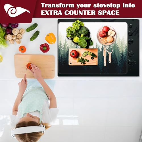 Protetor de tampa superior de fogão elétrico Foggy Forest, tapete de fogão de vidro plano superior, tapete de fogão de indução de forno resistente ao calor para tapetes de bancada de cerâmica tapete
