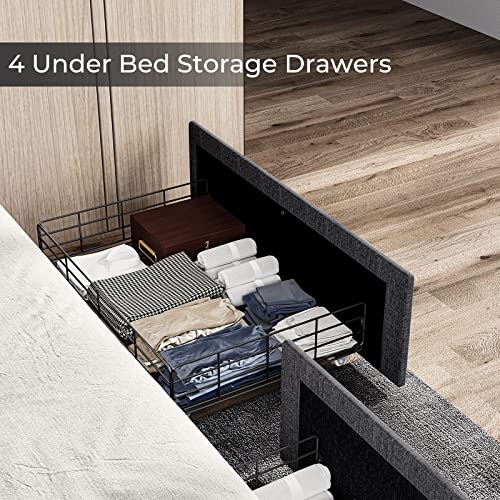 Buy Tiptiper Queen Size Platform Bed Frame, Storage Bed with 4 Drawers