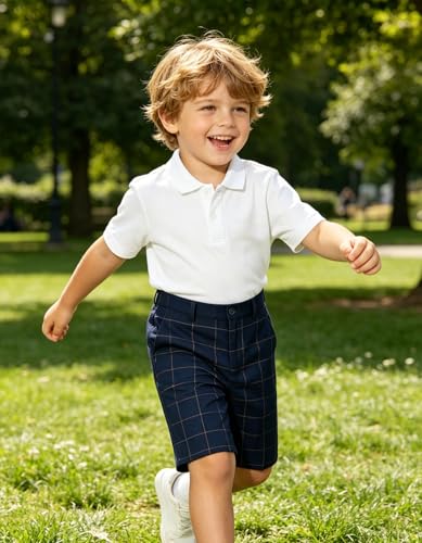 Image of Boy Shorts Kids Stretch School Uniform Clothes Flat Front Dress Casual Shorts with Pockets for Summer