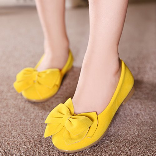 Faux Suede Bow Round Toe Ballet Flats Slip On Shoes (Little Kid/Big Kid)3