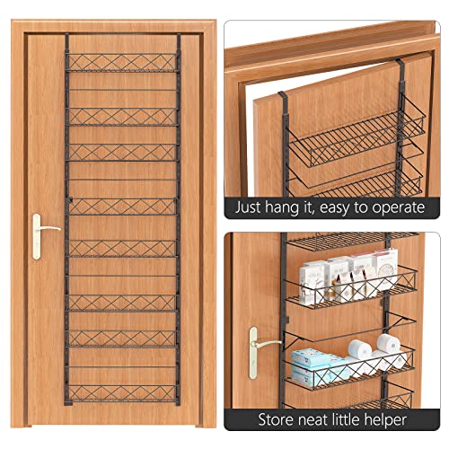 Auledio Over The Door Pantry Organizer Rack, Adjustable 8 Baskets Closet Organizer Hanging Spice Space Saver,Brone - Thumbnail 7