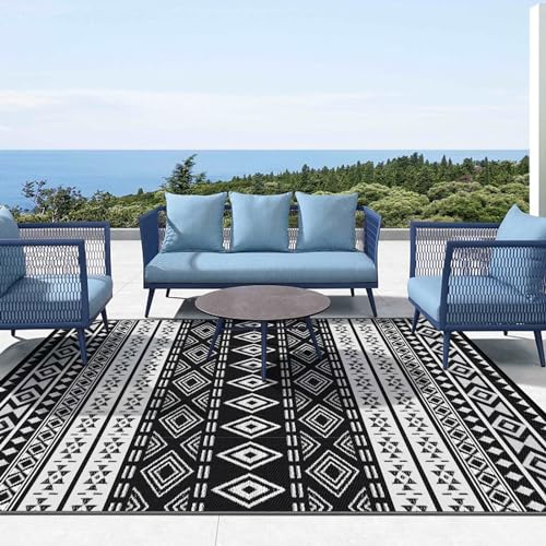 9x12 Boho Style Plastic Straw Rug