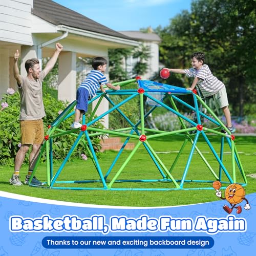 Image of Zupapa 10FT Climbing Dome, Outdoor Jungle Gym for Kids with Climbing Grip - Geometric Dome Climber Outdoor Playset and Easy Assembly Outdoor Play Equipment for Kids (Green, 10FT)