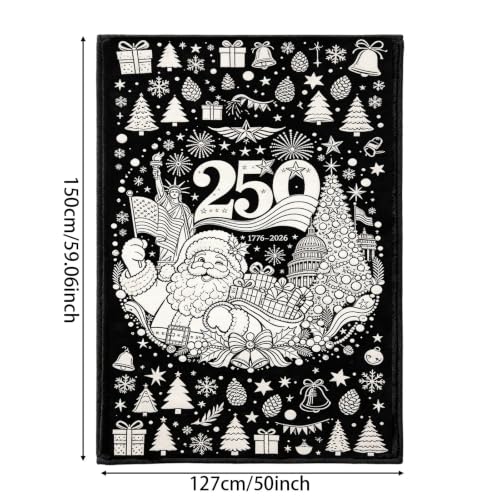 50x59 Inch DIY Throw 250th Anniversary Christmas Coloring Blanket for Adult (Black1) - image 7
