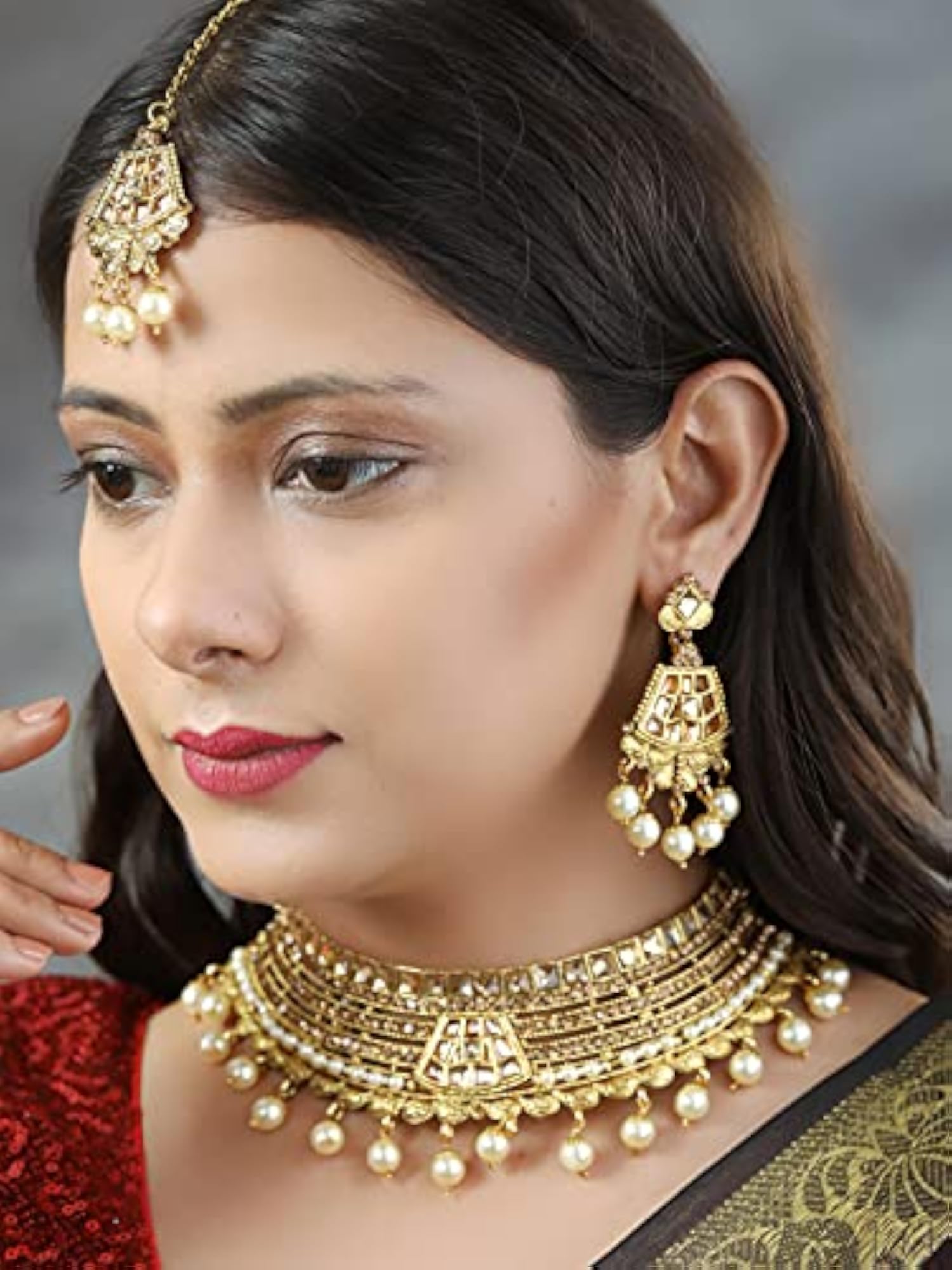 Women's Kundan Plated Jewellery Set, Elegant Gift