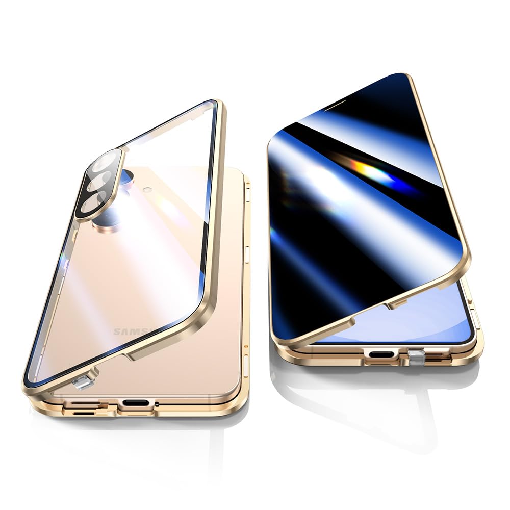 Jonwelsy Anti Peeping Case for Samsung Galaxy S25, 360 Degree Front and Back Privacy Tempered Glass Cover, Anti SPY Screen, Anti Peep Magnetic