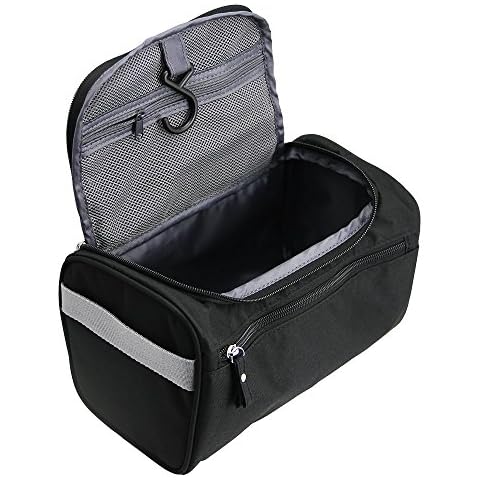 TravelMore Hanging Travel Toiletry Bag Organizer & Bathroom Hygiene Dopp Kit with Hook for Traveling Accessories Toiletries Bathroom Shaving & Makeup for Men and Woman - Black Cover