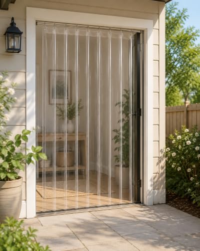 Image of CASA-NEST Eco Light Transparent PVC AC Curtain - 7 Ft (0.15mm) with 8 Hooks, Clear Plastic Heat & Dust Protection Curtain for Air Conditioner Room(Pack of 1)