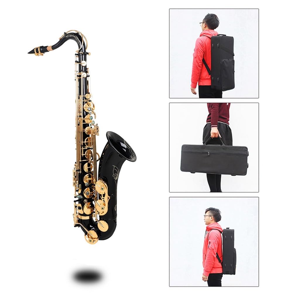 Saxofón alto en mi bemol Kit de saxofón de latón en mi bemol, accesorios completos, sonido profesional, llaves de concha de abulón, ideal for todos los músicos, incluye estuche rígido, correa, guantes