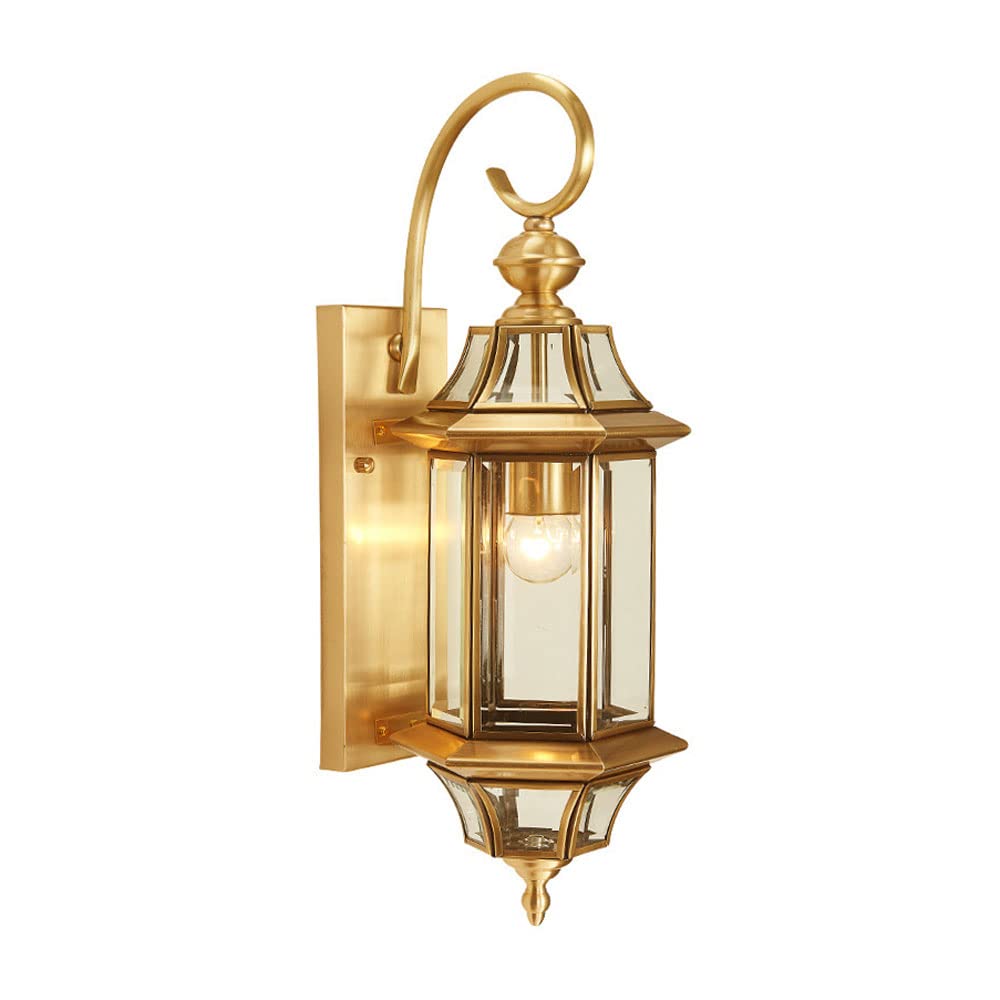 NHPJFDC Elegant Copper Outdoor Wall Sconce - IP55 Waterproof E27 Fixture for Patios and Gardens