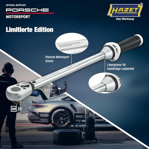 Image of HAZET Torque Wrench [Porsche Motorsport Edition Limited Edition] 5122-3CT-PD 1 /2 inch Drive, 40-200 Nm Measurement Range, Accuracy ±3%, Automotive Maintenance, DIY, Professional Tools, Ratchet
