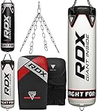 RDX Punch Bag for Boxing Training | Filled Heavy Bag Set with Punching Gloves, Chain, Wall Bracket | Great for Grappling, MMA, Kickboxing, Muay Thai, Karate, BJJ & Taekwondo | 14 pcs Comes in 4FT/5FT