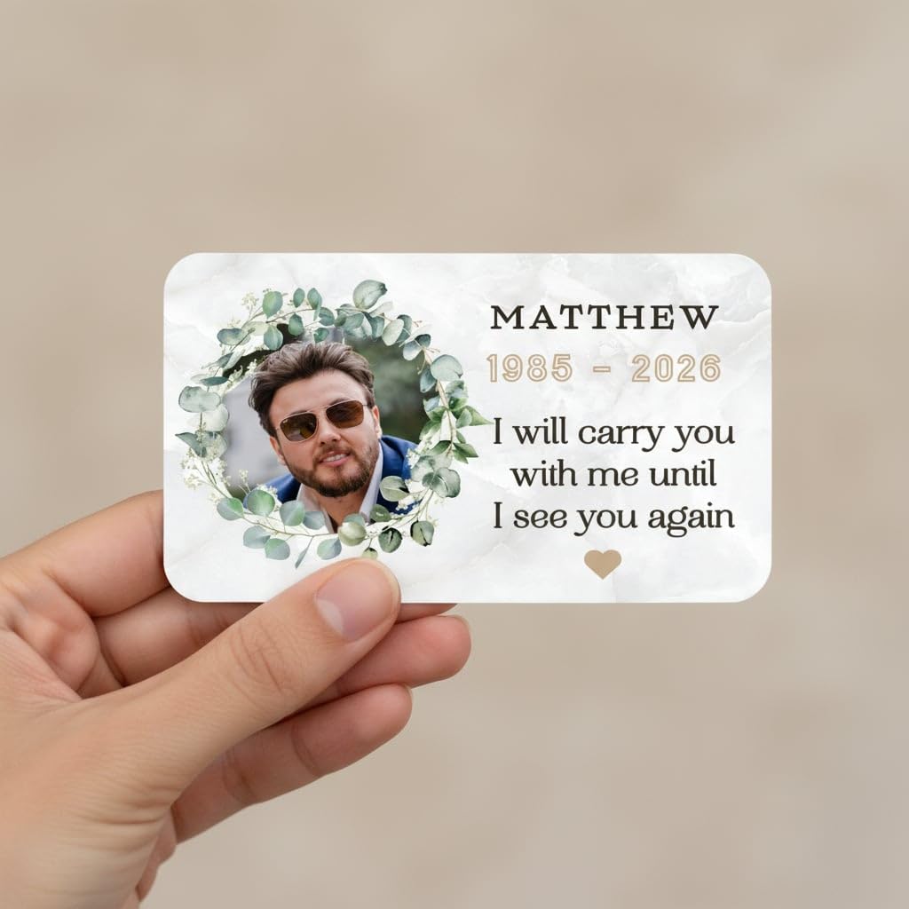 Brother Memorial Gift - Personalised Memorial Wallet Card with Photo Name & Dates - In Loving Memory Remembrance Keepsake - Sympathy Bereavement for Loss of a Brother