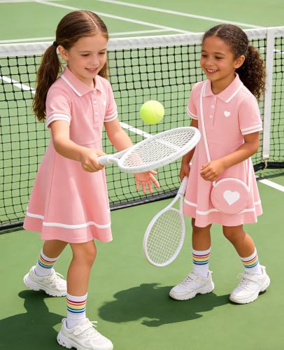 Move Dance Little Girls Sporty Dress Size 6-7 Pink Sundress with Bag - image 5