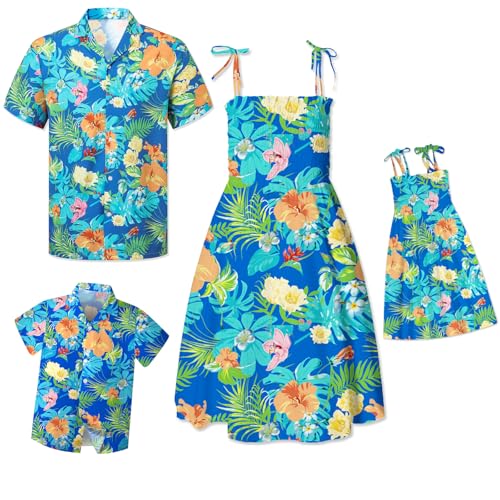 Image of SANGTREE Family Matching Hawaiian Outfits , Casual Beach Travel Clothes ，Vacation Clothing Set for Women & Men & Girls & Boys