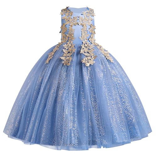 Flowers Girls Tulle Lace Princess Pageant Festival Carnival Floor Long Prom Dance Formal Evening Maxi Dresses