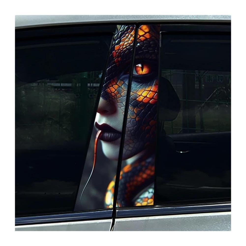 Decorative Items 2PCS Car Center Pillar Sticker Viper Snake Medusa B Pillar Protective Film Decoration(C)