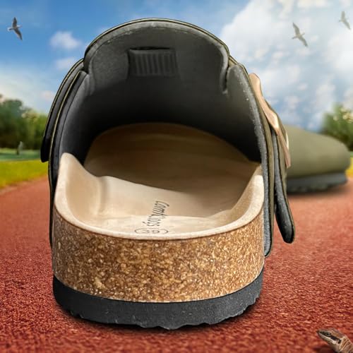 Image of BULLIANT Women Mules Clogs-Memory Foam Cushioned Cork Footbed-Fleece Lined