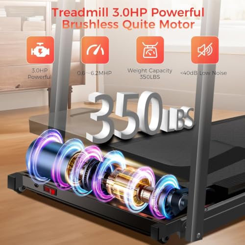 AXONFIT Treadmills for Home, Walking Treadmill with Handle Bar - 3.0 HP Portable Foldable Treadmill, 350 LBS Weight Capacity, LED Display, Compact Design - Ideal for Home Users, Office Professionals