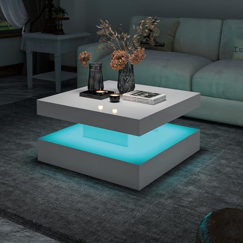 HedoAjim White LED Coffee Table