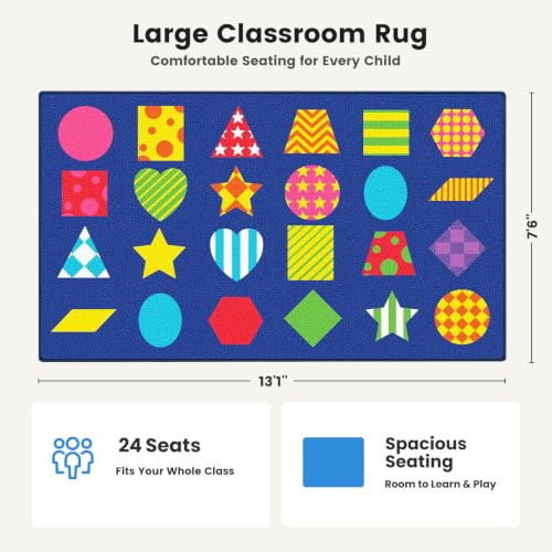 ABCarpet Classroom Rug 13 x 7.5 ft Blue Educational Area Rug with Different Shapes, 24 Seats, Washable & Non-Slip Carpet for Elementary School, Daycare, Nursery, Library Reading - image 6