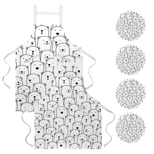 Tablier de cuisine ours polaire pour pâtisserie en famille et nettoyage de la maison