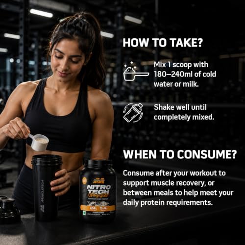 Image of MuscleTech Nitro-Tech Whey Gold Protein Powder | 24 g Protein & 5.4 g BCAAs Per Serving | Supports Lean Muscle & Faster Recovery | Cookie & Cream| 907g
