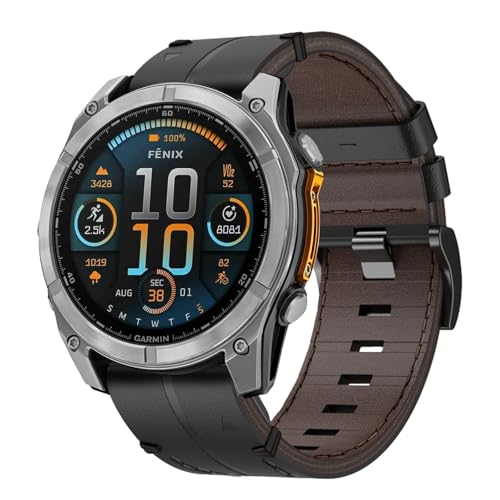 Bracelet en cuir pour Garmin Fenix 7 et 8 47mm, élégance vintage pour montre connectée