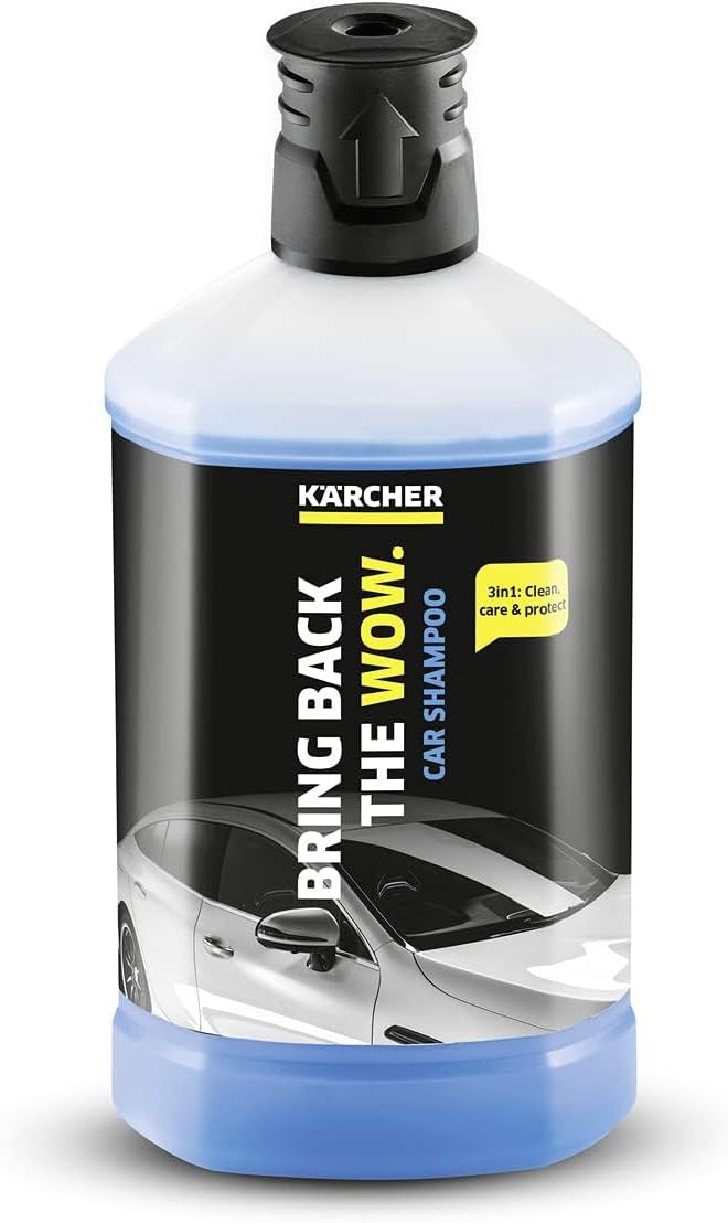 – Karcher Car Shampoo 3-in-1 RM 610 - High-Performance Vehicle Wash and Wax Treatment for Pressure Washers - Active Dirt Remover with Ultra-Fast Drying Formula and High-Gloss Finish