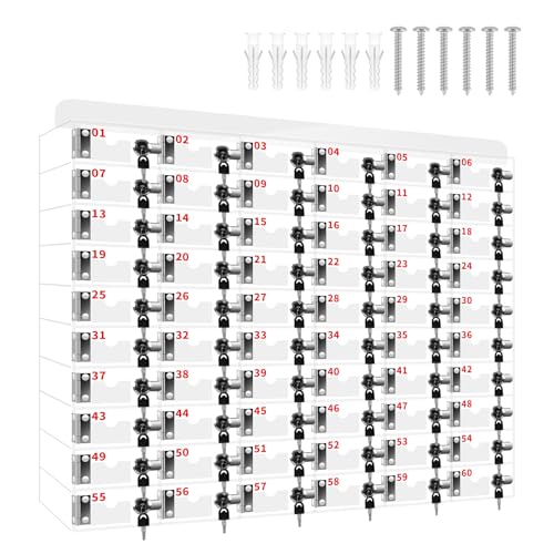 DEFNES 60 Slot New Acrylic Phone Storage Cabinet, Transparent Acrylic Phone Storage Cabinet, Wall Mounted, with Door Lock and Key, Suitable for Offices, Schools, classrooms, and Factories