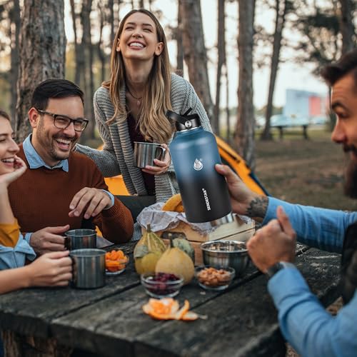 Image of Insulated Water Bottle 64 oz, Triple Wall Vacuum Stainless Steel Water Bottles (Cold for 48 Hrs), Leak Proof & Non-BPA, Half Gallon Water Flask Jug Wide Mouth Straw Lid & Spout Lid