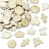 Stiesy 100 Stück unlackierte Holzscheiben, unlackiert, für Truthahn, Kürbis, Mais, Pilz, Pflanzen, Basteln, Holzausschnitte für Malerei, Kunst, Basteln, Heimdekoration, Zubehör