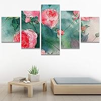 SIGNWIN 5 Panel Canvas Wall Art Modern Art Bouquet Colorful Decorative Elements Floral Multicolor Photography - 60