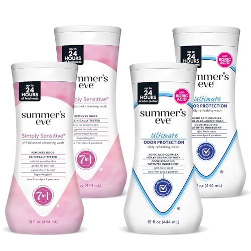 Image of Summer's Eve All-Over Daily Feminine Wash, Simply Sensitive & Ultimate Odor Protection, 15 Fl Oz (Pack of 4)