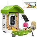 NEEZUKAR Smart Bird Feeder with Camera Solar Powered, AI Species Identification, 2K HD Video, Instant Arrival Alerts, Weatherproof Design for Outdoor, Best Gift for Bird Lovers(Green)