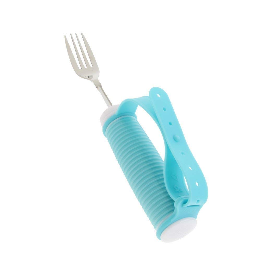 Kit forchetta e Cucchiaio adattivi in 2 Pezzi - Utensili Pieghevoli per Parkinson, Anziani, artrite, Ictus e Presa Debole - Set di Posate Easy Grip