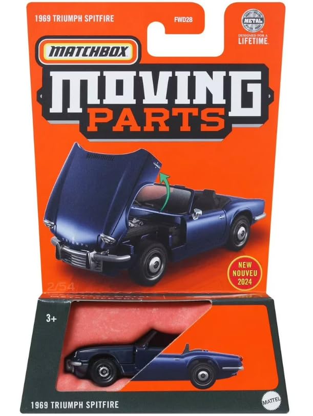 Matchbox Moving Parts 1969 Triumph Spitfire [Blue] 2/54, 1:64 Scale Diecast Toy Vehicle