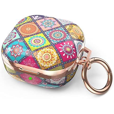 Delidigi for Samsung Galaxy Buds 2 Pro Case / Galaxy Buds Pro Case / Galaxy Buds 2 Case / Galaxy Buds Live Case Stylish Hard TPU Shockproof Cover for Women Girls (Boho, with Keychain) Cover